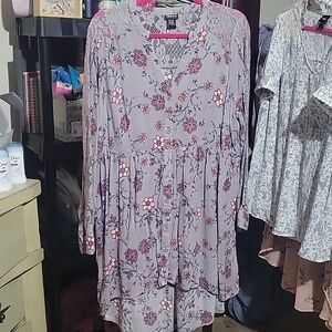 Torrid Floral Print Lace Inset Long Sleeve Top 2X